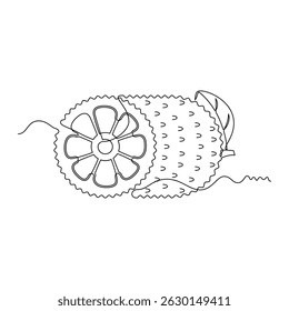 one line art Jackfruit vector illustration. line art, one continuous line, simple, hand drawn and sketch style. for icons, symbols, signs or logos