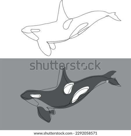 One line art of killer whale