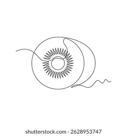 una línea de arte Kiwi Ilustración vectorial. línea de arte, una línea continua, simple, dibujado a mano y estilo de boceto. para iconos, símbolos, signos o logotipos