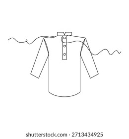 one line art Kurta vector illustration. line art, one continuous line, simple, hand drawn and sketch style. for icons, symbols, signs or logos
