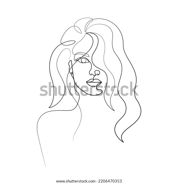 One Line Art Lady Elegant Linear Stock Vector (Royalty Free) 2206470353 ...