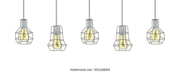 One line art. Lamps line art design. One line drawing of lamps. Vector illustration
