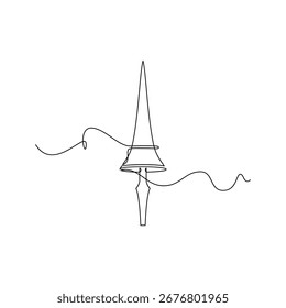 einzeilige Kunst Lance Waffe Vektorgrafik. Linien, eine durchgehende Linie, einfach, handgezeichnet und Skizze Stil. für Symbole, Zeichen oder Logos