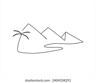 paisaje de una línea dibujo de una línea dibujo paisaje abstracto de la línea de montaña Línea continua ilustración de dibujo vector en imágenes 