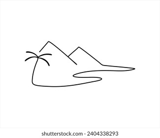 paisaje de una línea dibujo de una línea dibujo paisaje abstracto de la línea de montaña Línea continua ilustración de dibujo vector en imágenes 