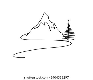 one line art landscape one line drawing abstract landscape mountain line art Continuous line drawing illustration vector in images 