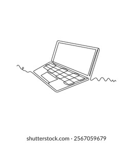 one line art laptop vector illustration. line art, one continuous line, simple, hand drawn and sketch style. for icons, symbols, signs or logos