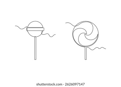 one line art Lollipop vector illustration. line art, one continuous line, simple, hand drawn and sketch style. for icons, symbols, signs or logos