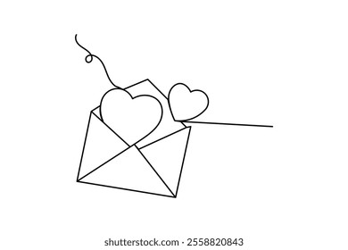 One line art of love letter drawing illustration
