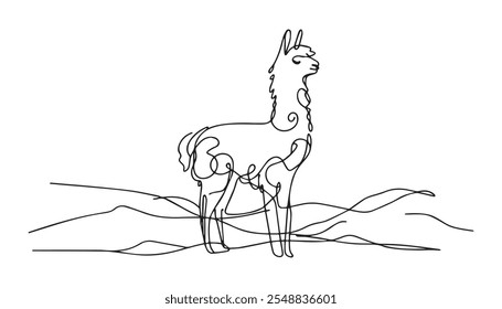 One line art male goat portrait silhouette