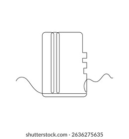 one line art Micro SD vector illustration. line art, one continuous line, simple, hand drawn and sketch style. for icons, symbols, signs or logos