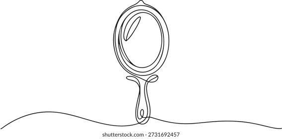 one line art mirror vector illustration. line art, one continuous line, simple, hand drawn and sketch style. one line Art icon drawing vector
