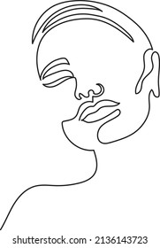 One line art. Modern minimalistic Illustration beautiful woman face. Vector illustration