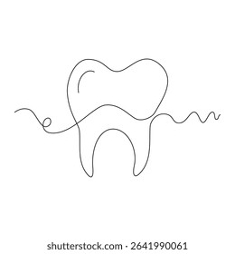 one line art Molar Tooth vector illustration. line art, one continuous line, simple, hand drawn and sketch style. for icons, symbols, signs or logos
