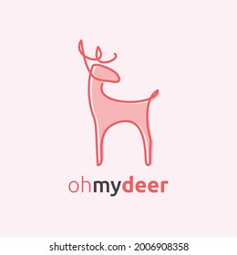 one line art or monogram deer stand alone vector logo