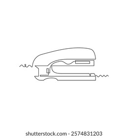 one line art office stapler vector illustration. line art, one continuous line, simple, hand drawn and sketch style. for icons, symbols, signs or logos