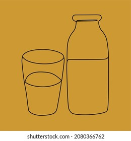 One Line Art On The Bottle