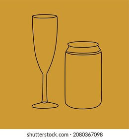 One Line Art On The Bottle