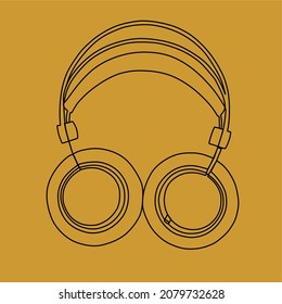 One Line Art On The Earphone