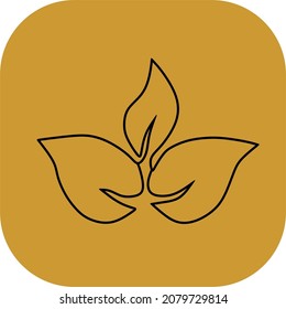 One Line Art On The Leaf