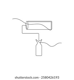 one line art paint roller vector illustration. line art, one continuous line, simple, hand drawn and sketch style. for icons, symbols, signs or logos