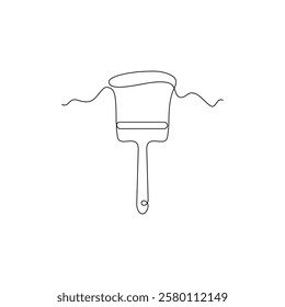 one line art paintbrush vector illustration. line art, one continuous line, simple, hand drawn and sketch style. for icons, symbols, signs or logos