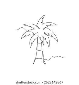 one line art Palm Tree vector illustration. line art, one continuous line, simple, hand drawn and sketch style. for icons, symbols, signs or logos