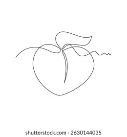 one line art Peach vector illustration. line art, one continuous line, simple, hand drawn and sketch style. for icons, symbols, signs or logos