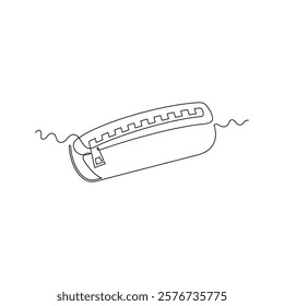 one line art pencil case vector illustration. line art, one continuous line, simple, hand drawn and sketch style. for icons, symbols, signs or logos