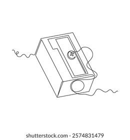 one line art pencil sharpener vector illustration. line art, one continuous line, simple, hand drawn and sketch style. for icons, symbols, signs or logos