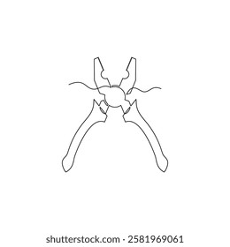 one line art pliers vector illustration. line art, one continuous line, simple, hand drawn and sketch style. for icons, symbols, signs or logos