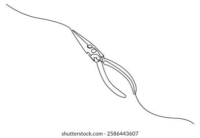 One line art pliers vector illustration. line art, one continuous line, gardening Pruning Shears or Cutters Single Line Drawing.