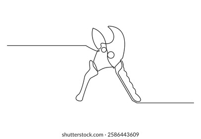 One line art pliers vector illustration. line art, one continuous line, gardening Pruning Shears or Cutters Single Line Drawing.