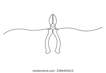 One line art pliers vector illustration. line art, one continuous line, gardening Pruning Shears or Cutters Single Line Drawing.