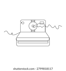 one line art Polaroid Camera vector illustration. line art, one continuous line, simple, hand drawn and sketch style. for icons, symbols, signs or logos