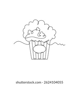 one line art Popcorn vector illustration. line art, one continuous line, simple, hand drawn and sketch style. for icons, symbols, signs or logos
