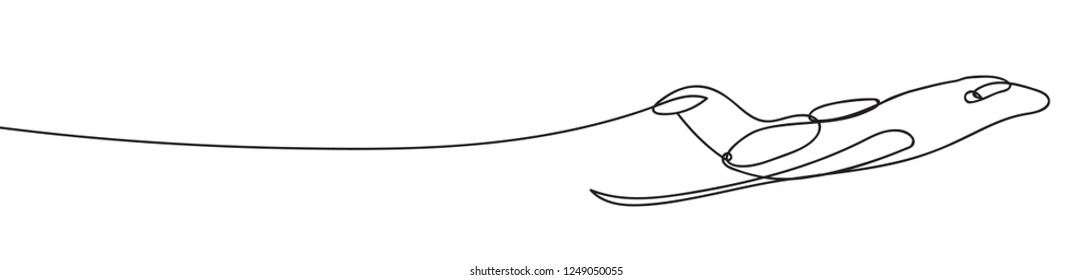 One line art private jet plane vector flat design. Business jet illustration. Luxury twin engine plane