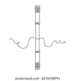 one line art Quarterstaff vector illustration. line art, one continuous line, simple, hand drawn and sketch style. for icons, symbols, signs or logos