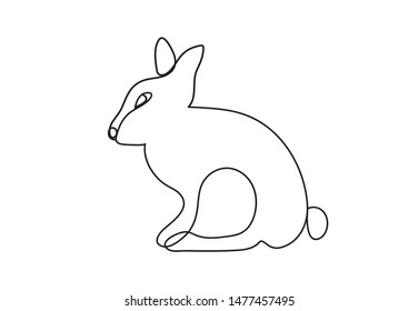 one line art rabbit logo vector illustration. continuous line rabbit logo. one line drawing art logo