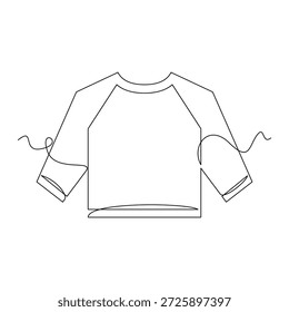 uma ilustração vetorial de uma arte de linha Raglan T Shirt. arte de linha, uma linha contínua, simples, desenhada à mão e estilo de esboço. para ícones, símbolos, sinais ou logotipos