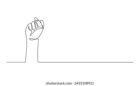 One Line art raised fist hand up raised	