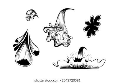 Uma arte. Formas aleatórias Bolhas negras orgânicas. Contornar imagem vetorial 2d. Adesivo para mídias sociais. Plano de fundo.