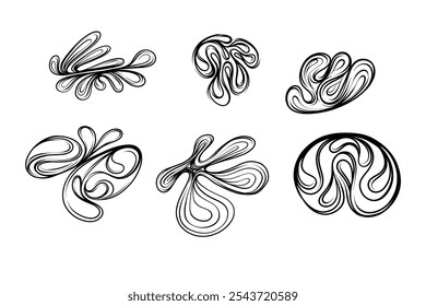 One line art. Random Shapes Organic. Outline 2d vector image. Sticker for social media. Backdrop.