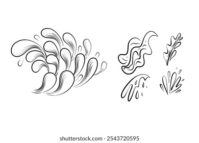 One line art. Random Shapes Organic. Outline 2d vector image. Sticker for social media. Backdrop.