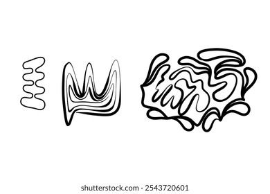 One line art. Random Shapes Organic. Outline 2d vector image. Sticker for social media. Backdrop.