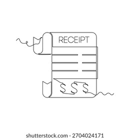 one line art Receipt vector illustration. line art, one continuous line, simple, hand drawn and sketch style. for icons, symbols, signs or logos
