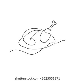 uma ilustração vetorial Roast Chicken de arte de linha, uma linha contínua, simples, desenhado à mão e estilo de esboço. para ícones, símbolos, sinais ou logotipos
