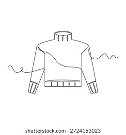 una línea de arte Roll Neck Sweater Ilustración vectorial. línea de arte, una línea continua, simple, dibujado a mano y estilo de boceto. para iconos, símbolos, signos o logotipos