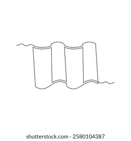 one line art rooftile vector illustration. line art, one continuous line, simple, hand drawn and sketch style. for icons, symbols, signs or logos