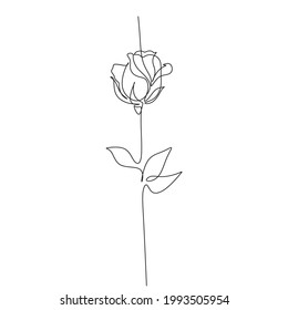 One line art rose flower